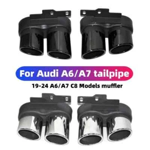 For Audi A6 A7 C8 S6 S7 Muffler 2019-2024 Exhaust Pipe Stainless Steel Tip - Picture 1 of 30
