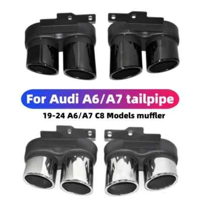 For Audi A6 A7 C8 S6 S7  Muffler 2019-2024 Exhaust Pipe Stainless Steel Tip - Image 1 of 4