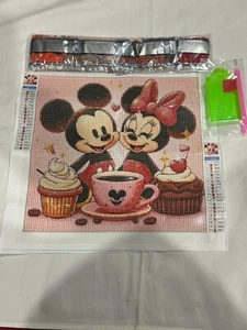5D DIY Diamond Art Painting Embroidery Kit Craft Mickey & Minnie w/Dessert - Picture 1 of 2