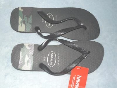 Sandalias Chanclas HAVAIANAS Negro Verde Camuflaje Goma 45/46 o EE. UU. 11 - 12 - NUEVAS CON ETIQUETAS Foto 1 de 3