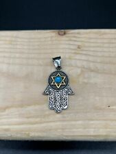 Stainless Steel Hamsa Evil Eye Protection Pendant Cool Star Palm Hand Stone