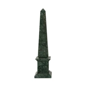 Obelisco Classico in Marmo Verde Alpi Scultura da Tavolo H 30CM - Picture 1 of 4