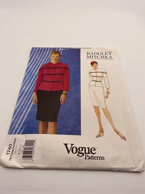 Vogue Patterns V1740 Badgley Mischka Womens Jacket & Skirt 8 10 12 1998 Vintage - Image 1 of 4