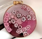 VTG Murano glass millefiori purple and pink pendant 1"