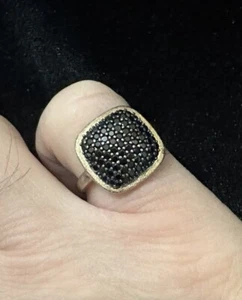 Vintage 925 Sterling Silber & schwarze Halbedelsteine Ring - Größe 9 - Bild 1 von 7