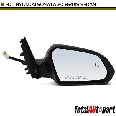 Espejo retrovisor eléctrico negro con plegable manual para Hyundai Sonata 2018-2019 lado del pasajero Foto 1 de 4