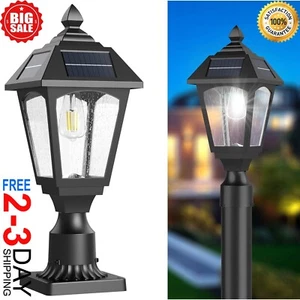 Solar Post Lights, 6000K Dusk to Dawn Solar Lamp Post Light with Pier Mount Base - Picture 1 of 7