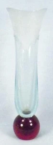 Art Glass Paperweight Vase Ruby Base Aqua Frosted Signed HELP Lilutre Pazz - Picture 1 of 7