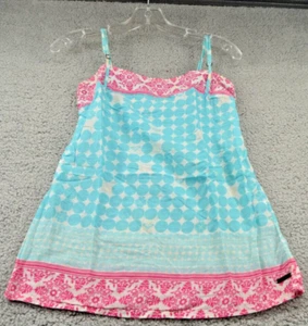 ROXY Womens Spaghetti Adjustable Strap Sleeveless Top Logo Blue Red Size Small - Picture 1 of 5