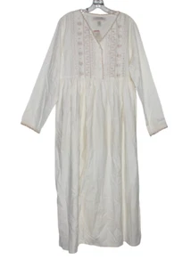 Victoria Secret Country NIght Gown Ivory Cotton Lace Pleats Embroidered Size M - Picture 1 of 7