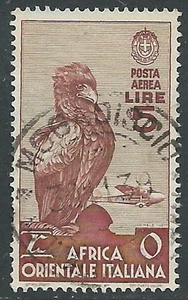 1938 AFRICA ORIENTALE ITALIANA POSTA AEREA USATO SOGGETTI VARI 5 LIRE - I35-8 - Picture 1 of 1