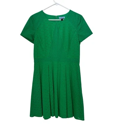 Vestido Cynthia Rowley verde con ojales para mujer 8 calce y acampanado manga corta Cottagecore Foto 1 de 4