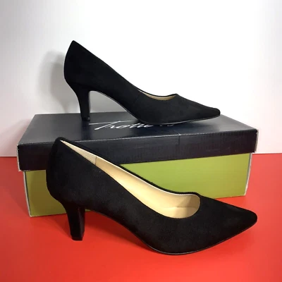 Nuevo En Caja Trotters Noelle Negro Gamuza Cuero Gatito Tacones - Talla 5.5 M Foto 1 de 4