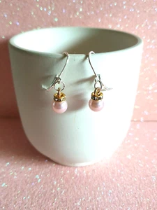 🎄Sweet Pink Acrylic/Rhinestone Christmas Bauble 925 Silver Plated Earrings🎄 - Picture 1 of 8