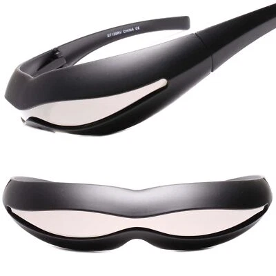 Gafas de sol futuristas envolventes cromadas con lentes espejadas disfraz robot cíclope Foto 1 de 4