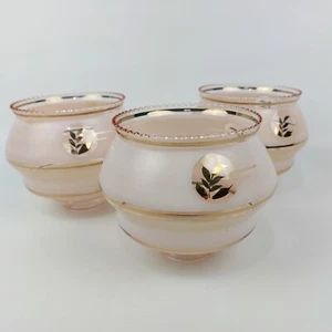 Vintage Lampenschirme rosa Glas 3er Set - Blattgold Design Ersatzschirme - Bild 1 von 10