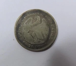 Chile Silver 20 centavos coin 1892 Condor Bird SCARCE - Picture 1 of 2