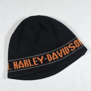 + VTG 2003 Harley-Davidson Beanie Black & Orange Knit Hat - Y2K - Picture 1 of 7