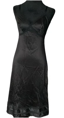 Sears The Doesnt Slip VTG Lingerie Full Dress SZ 34 USA 80s Bias Cut Black Lace - Image 1 of 4