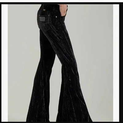 Wrangler Retro High Rise Flare Black Velvet Bell Bottom Pants NWT Size 31 X 32 - Image 1 of 4
