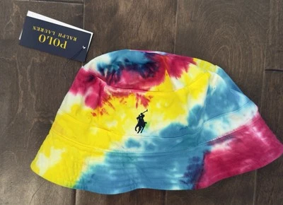 全新 POLO RALPH LAUREN 尺寸 L/XL 扎染水桶帽 棉 Chino 小马标志 — 第 1/4 张图片