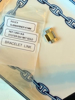 Eslabón de correa de reloj Oyster 18K/SS para Rolex 41MM Submariner 126613LB, 126613LN Foto 1 de 4