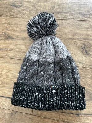 Gorro Smartwool preto cinza lã colorblock pom inverno - Imagem 1 de 4