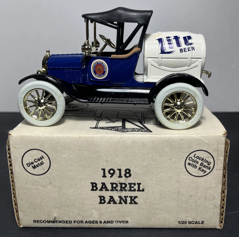 ERTL #9488 1918 Ford Barrel Miller Lite Diecast Metal Car Coin Bank New In Box - Image 1 of 4