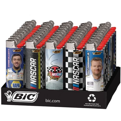 Bic Nascar Pocket Size Regular Disposable Lighters 50 Count Tray 8 Mix Designs - Image 1 of 2