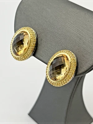 PENDIENTES DAVID YURMAN ALBIÓN ZAFIRO AMARILLO CITRINO ORO ESTERLINA 925 Y 18K Foto 1 de 4
