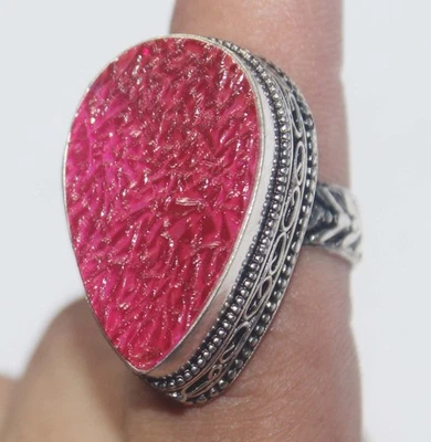 Anillo de joyería hecho a mano con forma de pera de ópalo hidro tamaño 6,8 pulgadas Foto 1 de 4