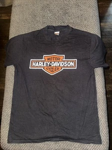 T-shirt moto Harley-Davidson vintage anni 80 scudo Eagle Bar Large Hanes Beefy - Foto 1 di 12