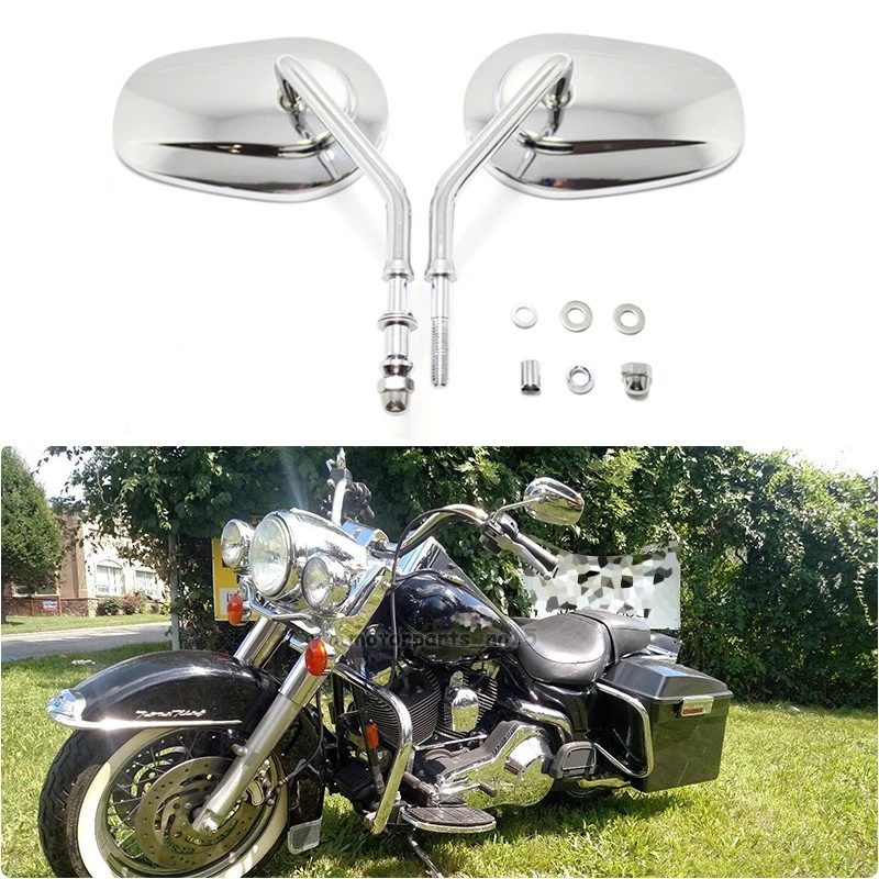Espelhos retrovisores cônicos cromados para Harley Touring Cruiser Road King 1994-2017 - Imagem 1 de 4
