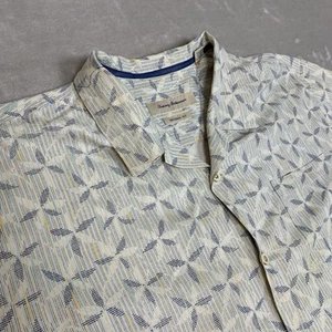 Tommy Bahama Hawaiian Shirt Men 2XL XXL Green Geometric Pattern Button Up Pocket - Picture 1 of 7