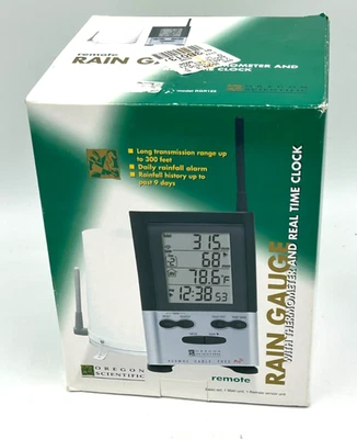 Oregon Scientific ~ Wireless Yard Rain Gauge & Temp Tracker, RGR122 - Image 1 of 4