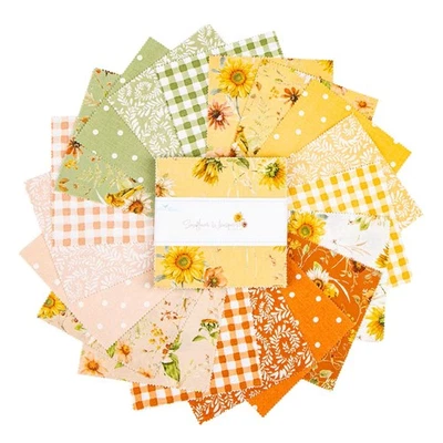 SUNFLOWER WHISPERS Stacker Pack from Riley Blake - (42) 5" fabric squares set - Image 1 of 3