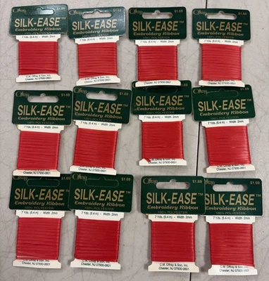 12 Offray Silk Ease Embroidery Ribbon Cards 235 Poppy 2mm Wide 84 Yards New - Image 1 of 4