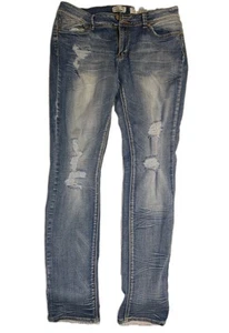 Womens Indigo Rein Anklet Holy Distressed Blue Jeans Size 17 - Picture 1 of 10
