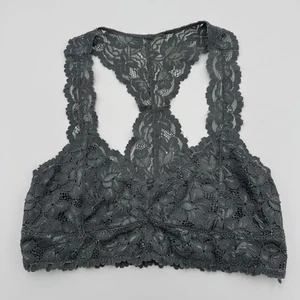 Grau Spitze Racerback Bralette P/S Blumen Mesh Stretch Viskose Elasthan - Bild 1 von 5