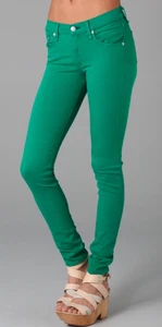 Rag & Bone Size 28 Emerald Green Skinny Mid-Rise Stretch jeans Worn Once - Picture 1 of 11