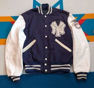 Vintage New York Yankees Wool Leather Varsity Jacket Made In USA Size 38 Small - Image 1 of 4