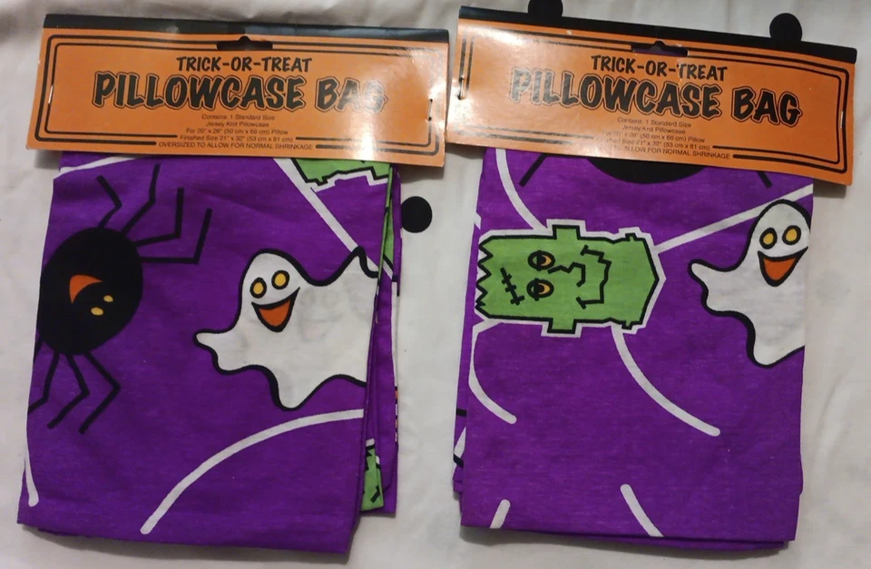 Vintage Spooky Hollow Halloween Frankenstein Ghost Spider 21x32 Pillowcase Bag
