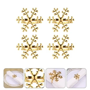 4 Pcs Christmas Snowflake Napkin Alloy Napkin Holders for Banquet - Picture 1 of 12