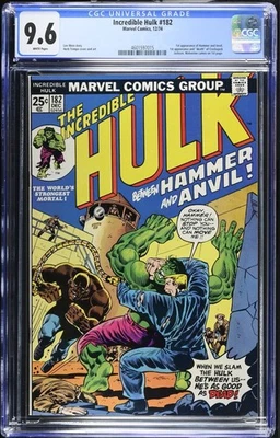 Incredible Hulk #182 CGC NM+ 9.6 White Pages 2nd Wolverine! Marvel 1974 - Image 1 of 2