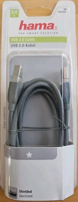 Hama USB 2.0-Kabel Typ A Stecker - Typ B Stecker, 1,8m, abgeschirmt, 00 045021 - Bild 1 von 2