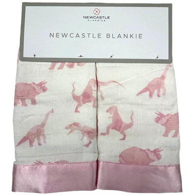 Newcastle Bambú Bebé Niña Rosa Dinosaurio Manta de Seguridad Lovey Set Satinado Nuevo con Etiquetas Foto 1 de 4