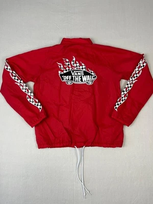 Vans Off The Wall Skater Jacket Adult M Red Snap Button Lined Grunge Windbreaker - Image 1 of 4