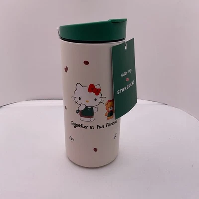 Vaso de acero inoxidable con tapa verde Hello Kitty X Starbucks 12 OZ Foto 1 de 4
