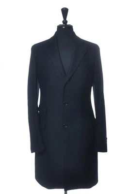 Lardini Navy Blue Loro Piana Zelander Merino Wool Overcoat 40R 35439 Foto 1 de 4