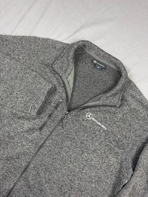 Chaqueta polar con cremallera completa Mercedes-Benz para hombre XL gris jaspeado logotipo bordado Foto 1 de 4